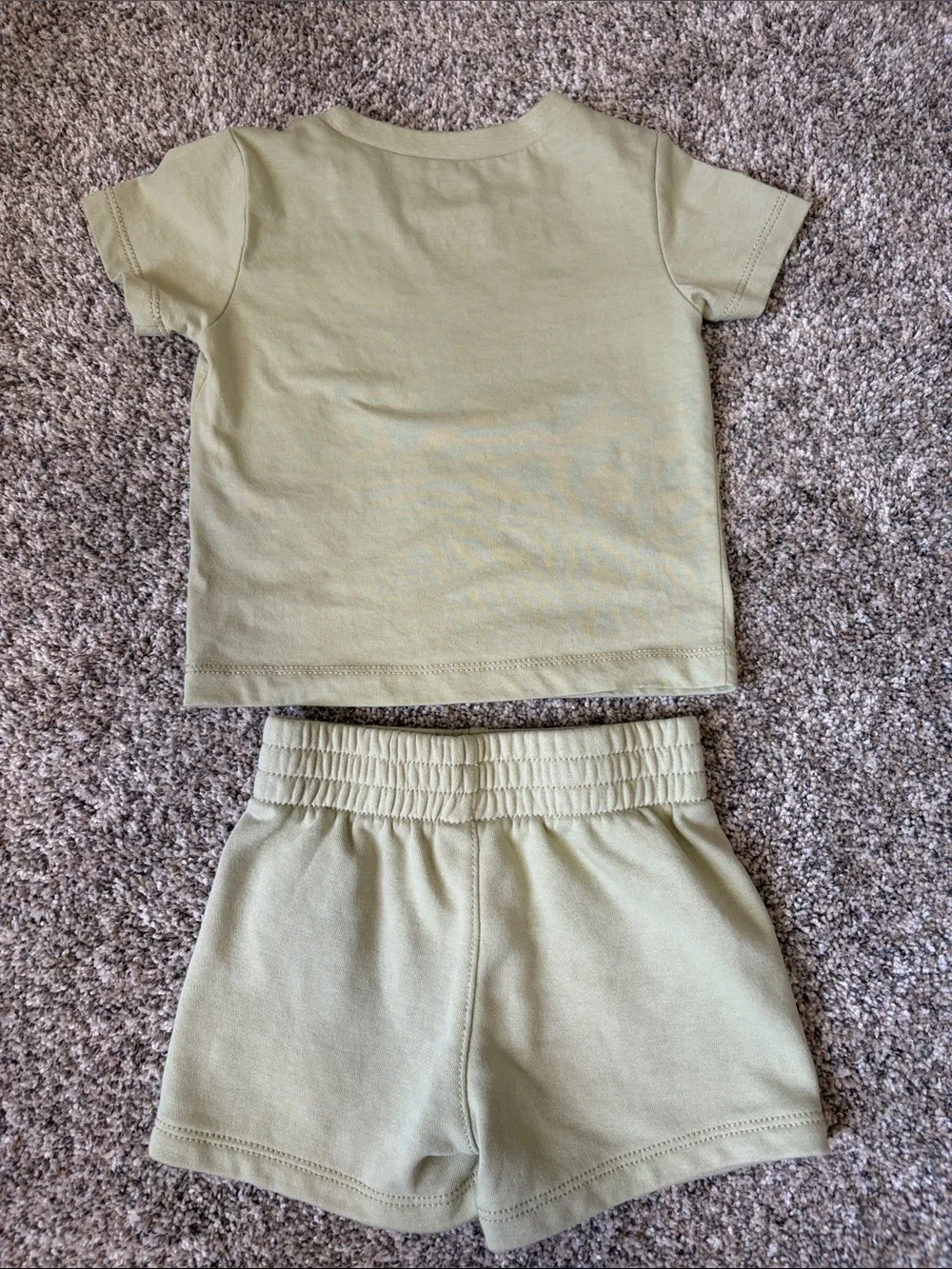 Nike Olive Kids Tee and Shorts Set with White Swoosh